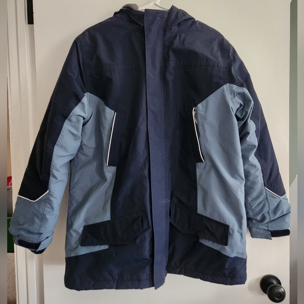 Lands’ End Kids Squall Winter Jacket Blue Waterproof Hooded Size XL 18-20